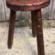 Rustic Tripod Stool in Solid Wood, Brutalist Style, Early 20th Century