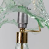 Murano Glass Table Lamp in Delicate Green, Wavy Shade, Italian 1980s Design – Elegant Bedside Decor