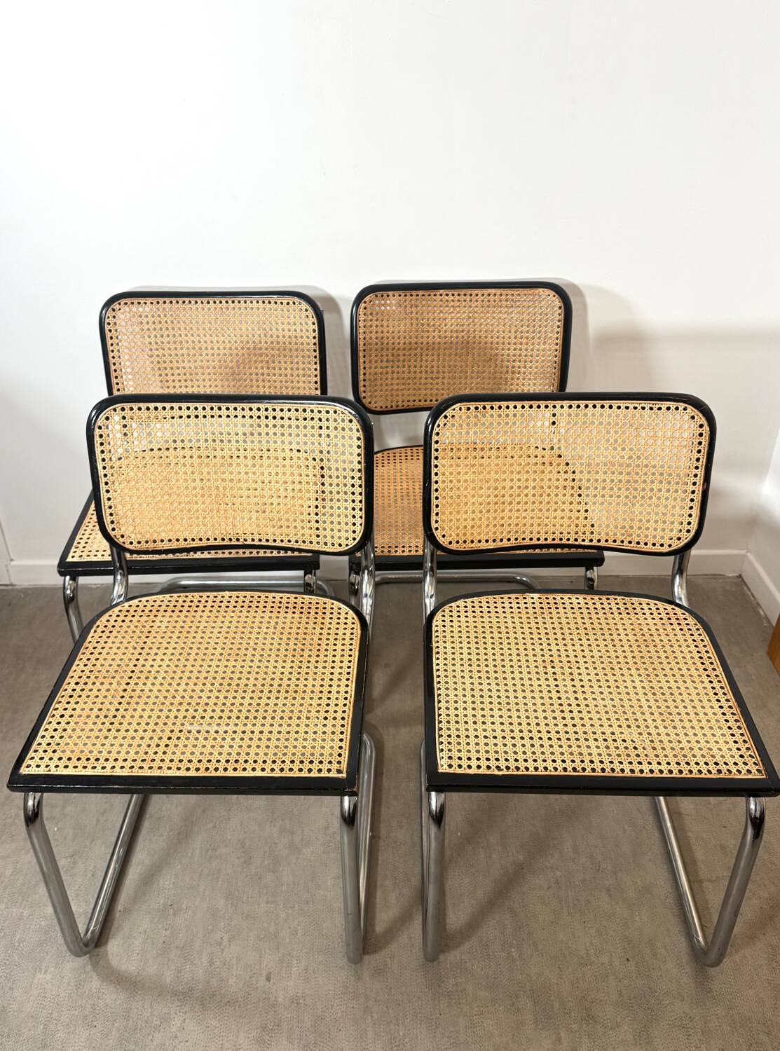 Four Marcel Breuer Cesca chairs Made in Italy