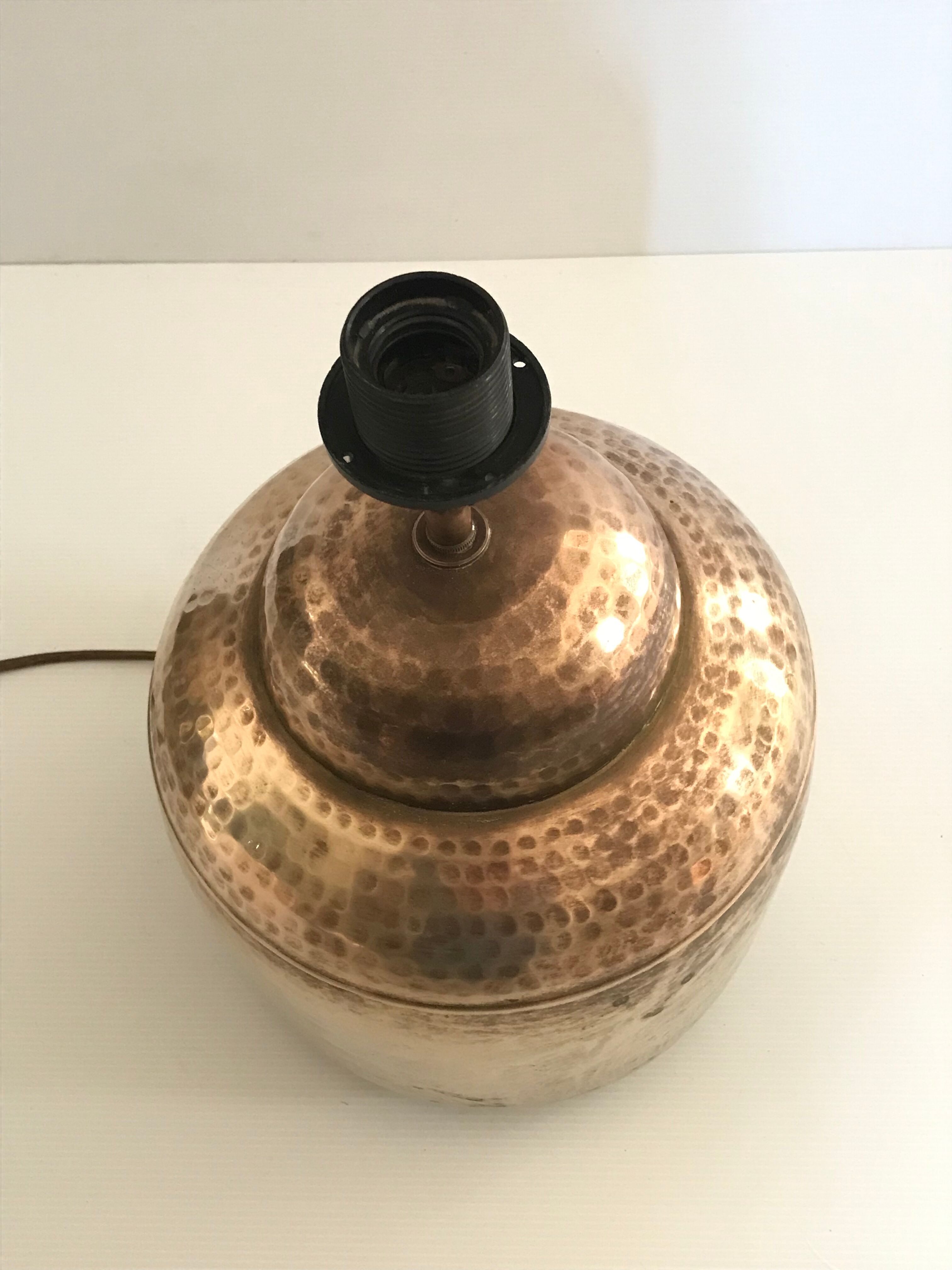 Vintage hammered brass lamp