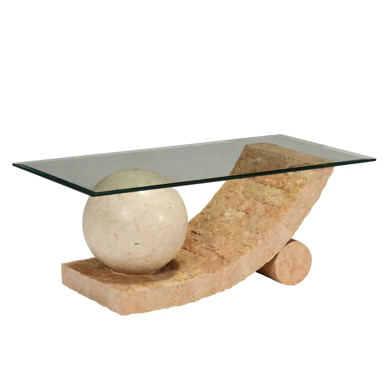 Vintage coffee table in glass and stone, Italy, 1980s.