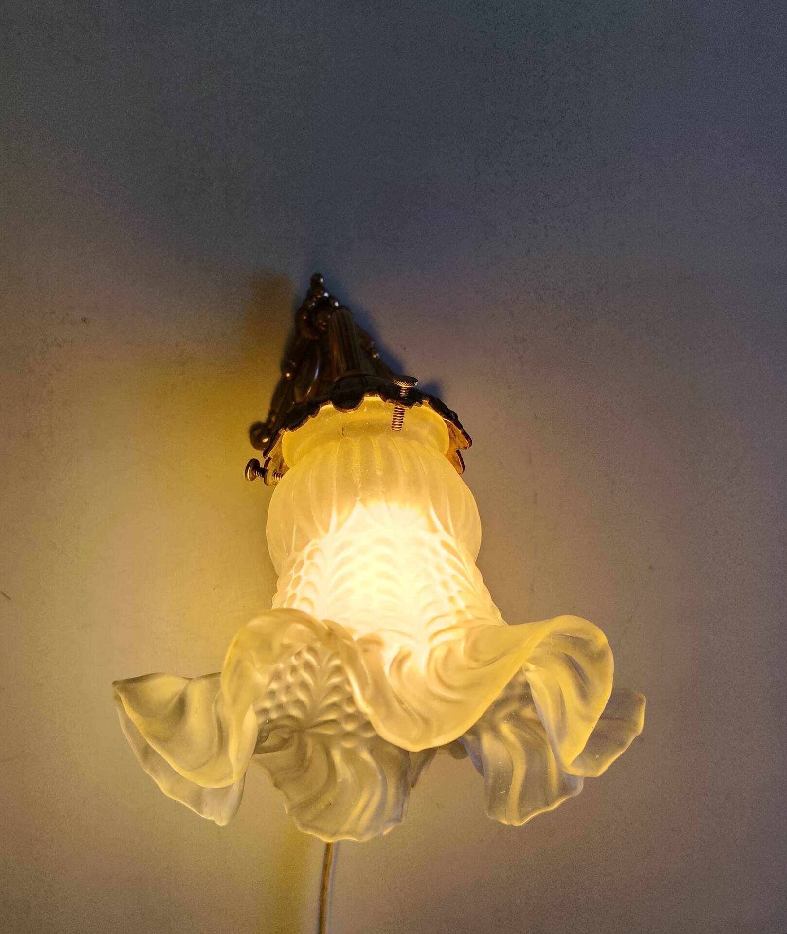 Art Nouveau wall light in bronze and glass - early 20th century