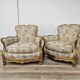 20th Century Italian Baroque Style Bergère Armchairs in Carved and Gilded W
