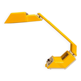 Yellow desk lamp with clock Polam Pułtusk, lata 80.