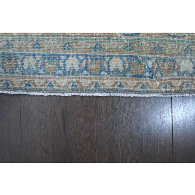 1970s Vintage Persian Handmade Wool Cotton Light Brown Area Rug 295x394