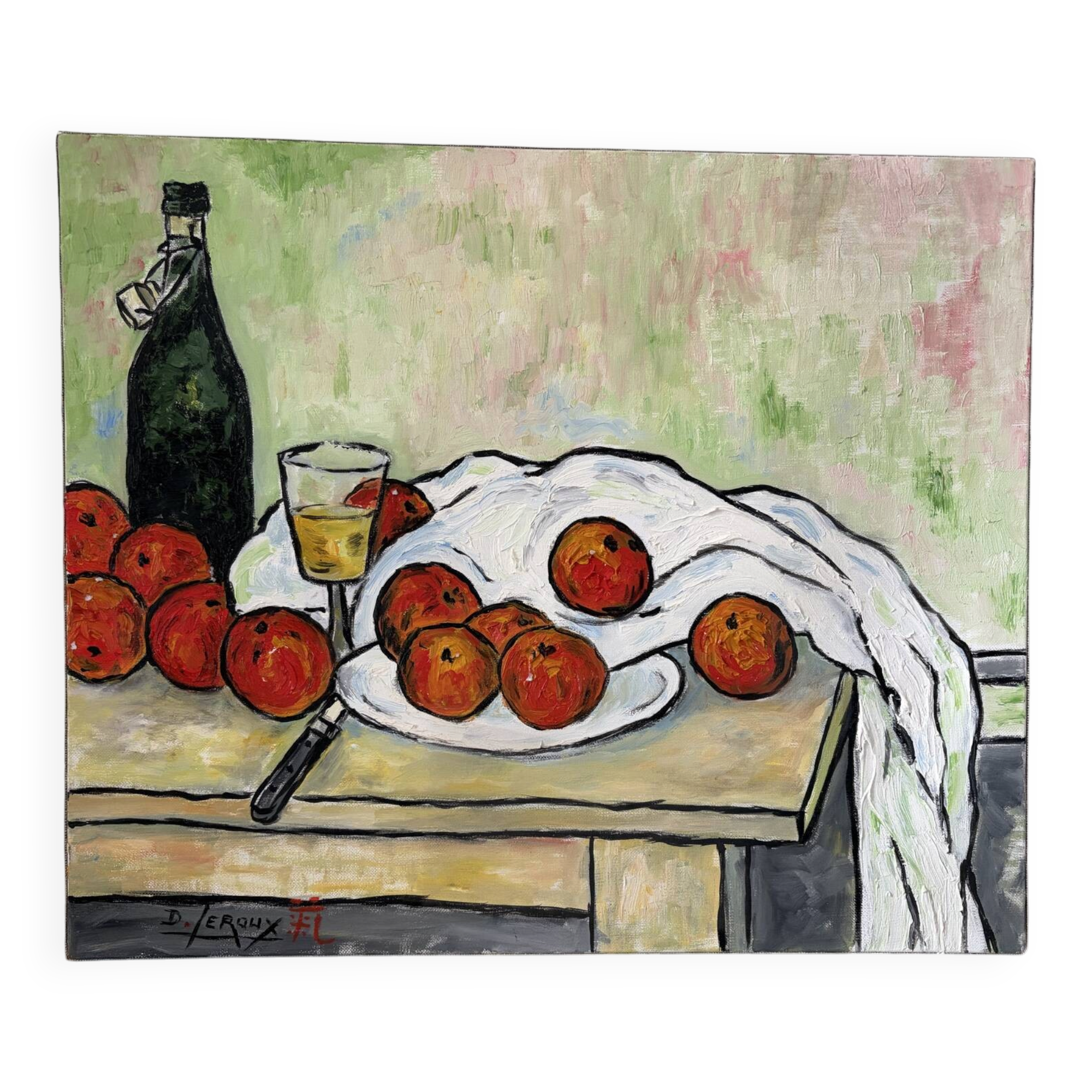 Still life, oil on canvas signed D Leroux.