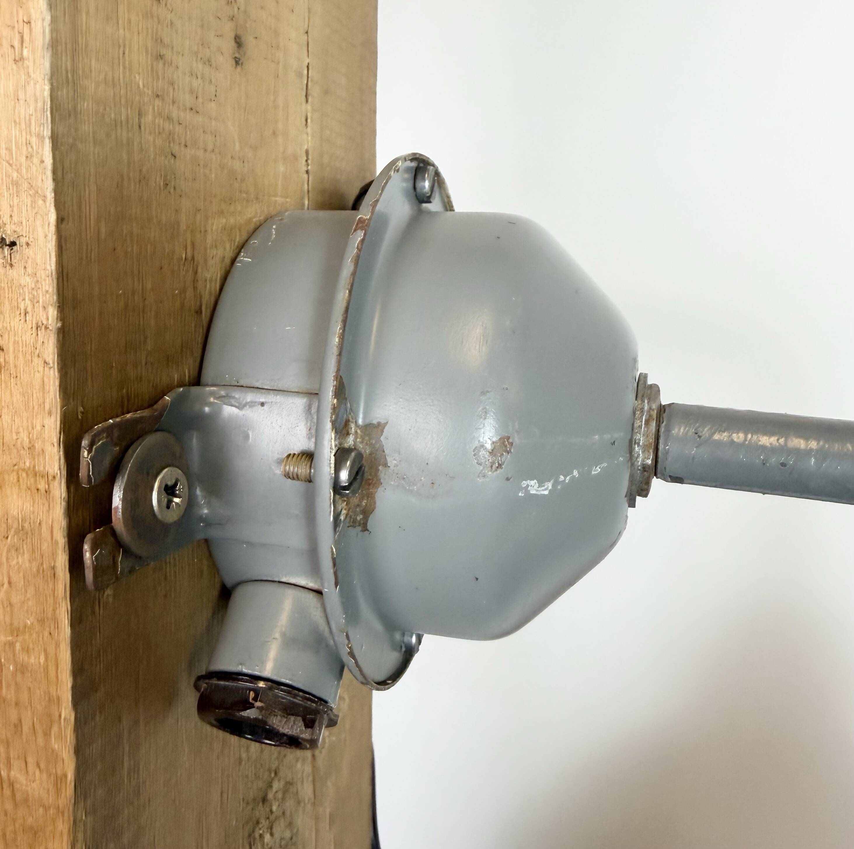 Industrial Factory Wall Lamp with Black Enamel Shade, 1960s