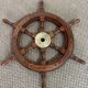 Rudder bar wheel boat in wood and brass "Comptoir des Indes" shelf