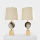 Paire de lampes en céramique et laiton de Philippe Barbier, 1970