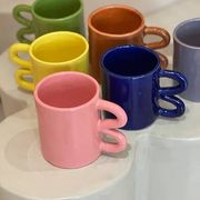 Mug cup ceramic handle graphic wave colorful design Majorelle Blue Klein