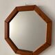 Vintage Octagonal Wooden Wall Mirror – 1970s Geometric Design