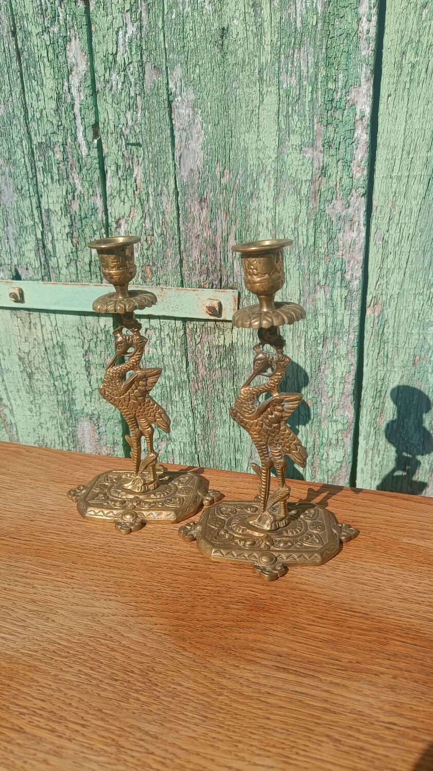 Antique bronze candlesticks