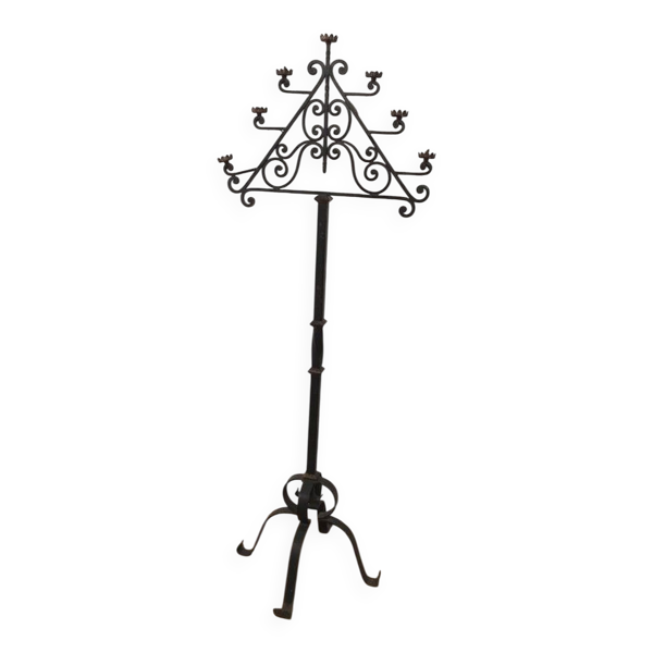 Lampadaire de Parquet en Fer Forgé à Sept Bras, Art Déco, Travail Français, — Beyit