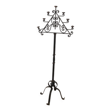 Lampadaire de Parquet en Fer Forgé à Sept Bras, Art Déco, Travail Français,