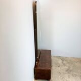 Mirror chest of drawers, flamed birch stained, vintage from the 50s