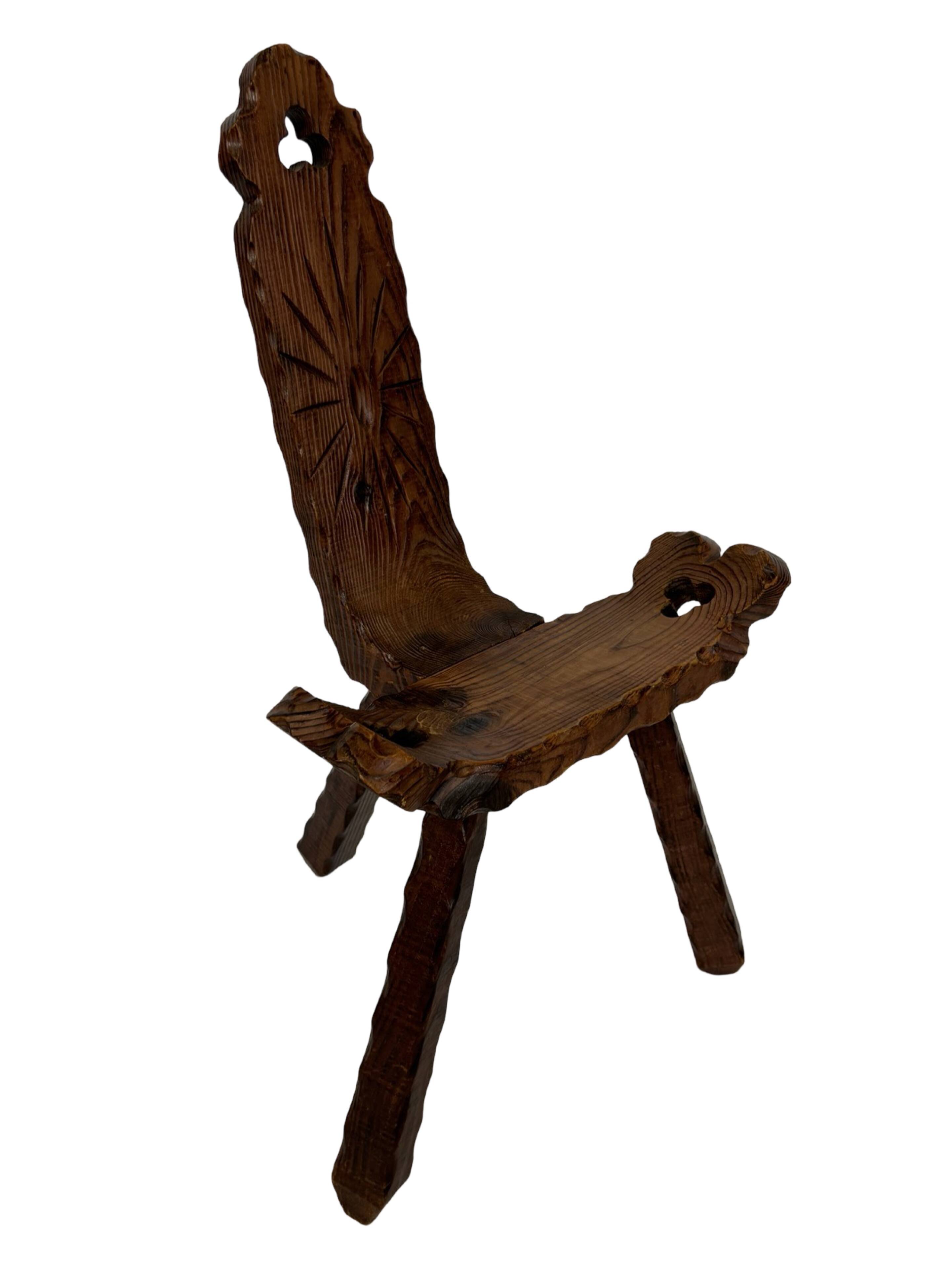 Vintage Spanish chair stool brutalist design