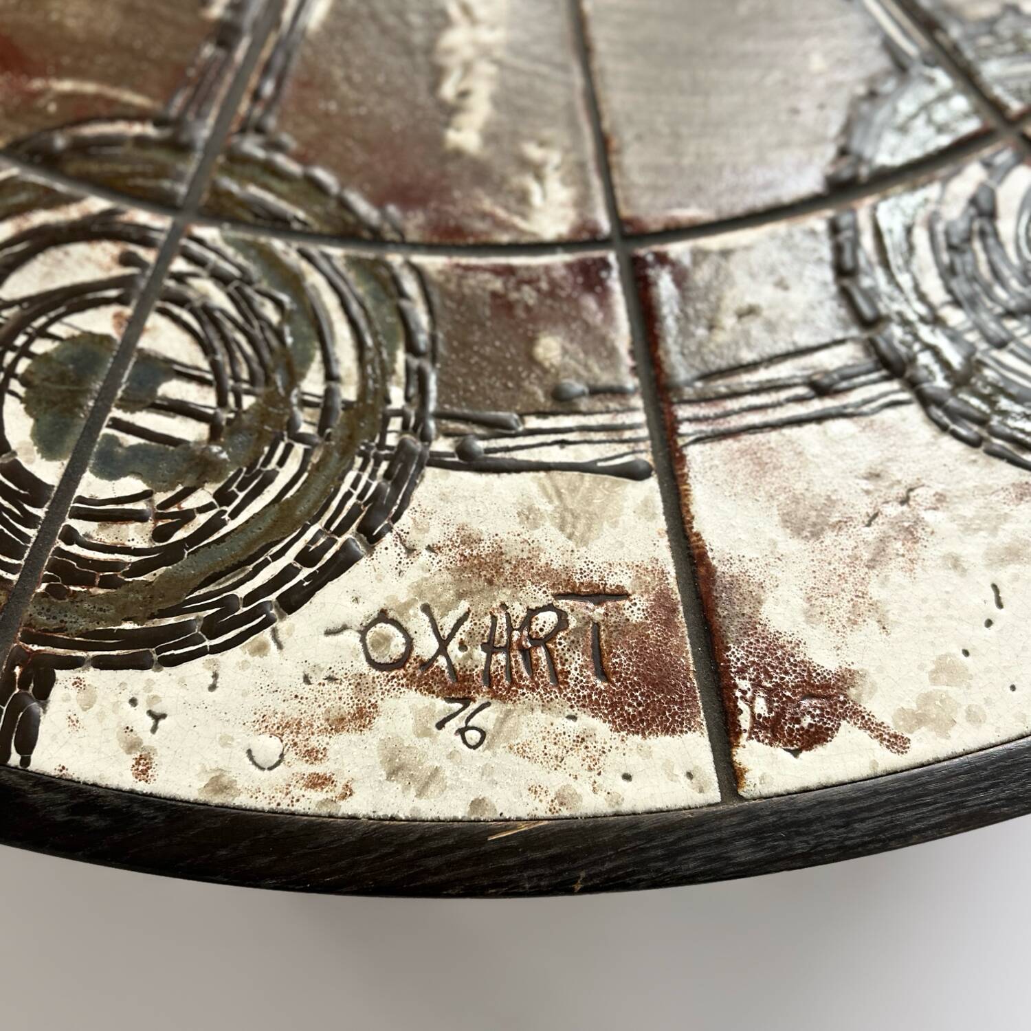 Brutalist coffee table by ox art for trioh, 1970s | danish, handmade