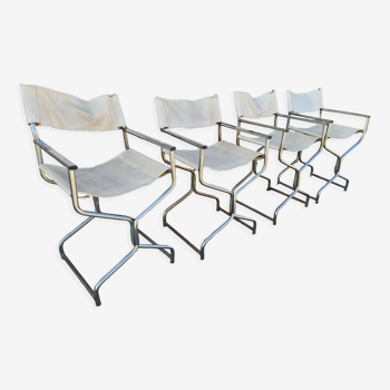 Foldable metal and skaï armchairs