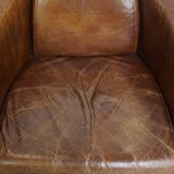 Brown Aviator design armchair made of cowhide leather