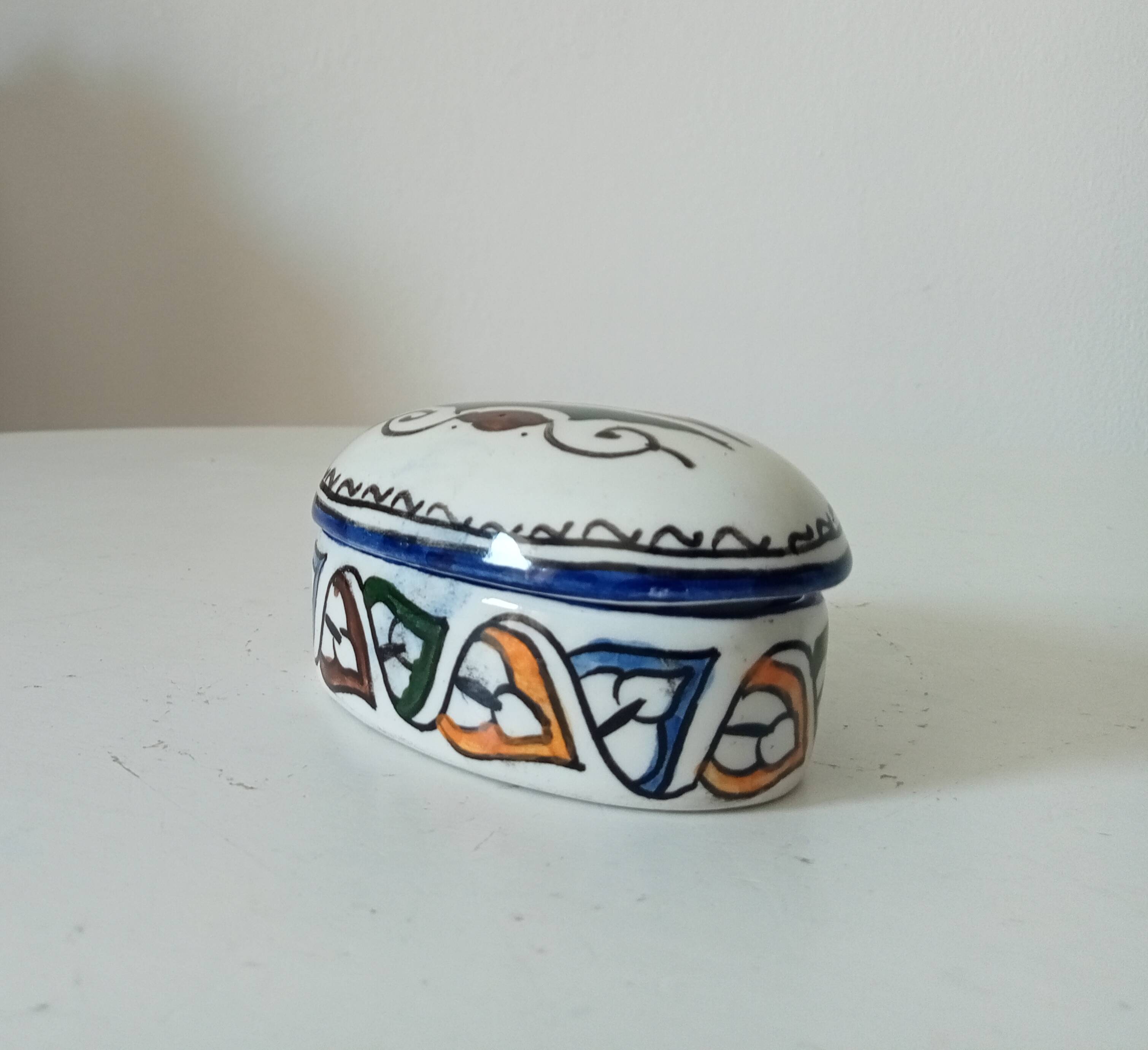Vintage Moroccan porcelain candy box
