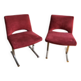 Paire de chaises rouges design Georges Frydman