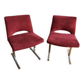 Paire de chaises rouges design Georges Frydman