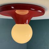 Castiglioni red metal "Light Ball" wall or ceiling lamp for Flos, Italy 1970s