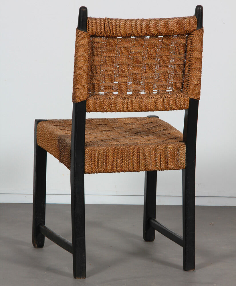 Suite 4 chaises vintage en bois, fabrication tchèque, 1950