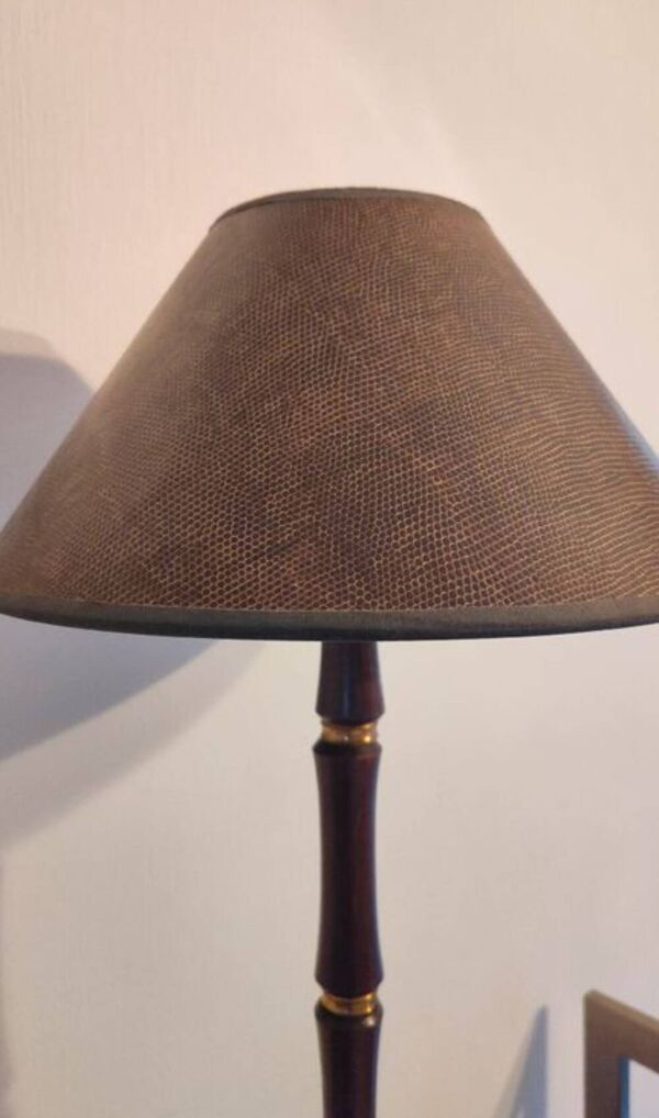 Lampe art déco moderniste 1950 bois et laiton signé France paris