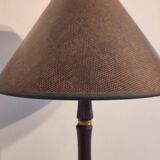 Modernist art deco lamp 1950 wood and brass signed France Paris