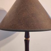 Modernist art deco lamp 1950 wood and brass signed France Paris