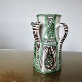 Domingo Punter, large pitcher with 3 handles, ceramic, signed, Spain 1960