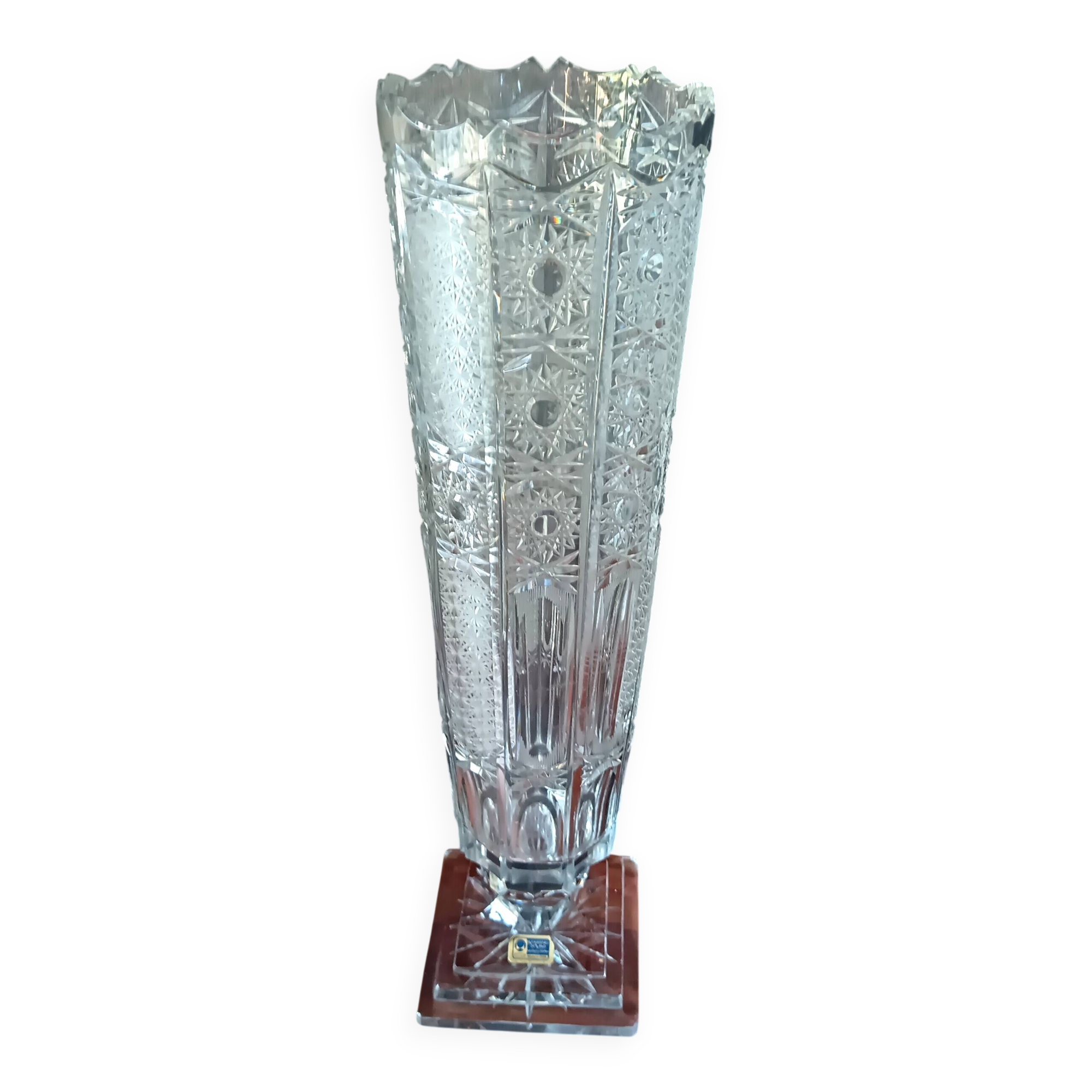 Large transparent crystal VASE 24% vintage, Lausitzer Glass, Germany, GDR