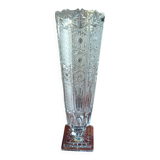 Large transparent crystal VASE 24% vintage, Lausitzer Glass, Germany, GDR