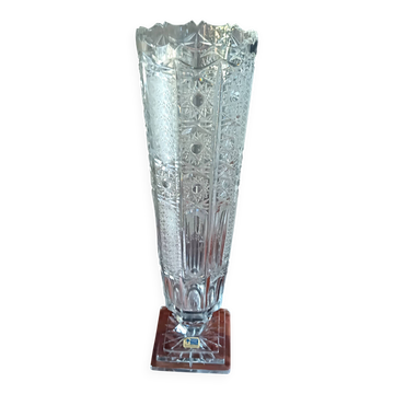 Grand VASE transparent cristal 24% vintage, Lausitzer Glass, Allemagne, GDR