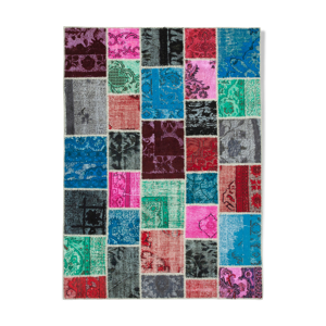 Tapis patchwork oriental contemporain 179 cm x 246 cm multicolore patchwork fait à la main