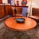Table basse Sunburst en placage de teck, milieu du siècle
