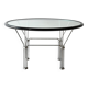 Table basse vintage en verre et acier