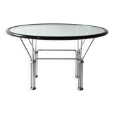 Vintage glass and steel coffee table