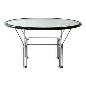 Vintage glass and steel coffee table