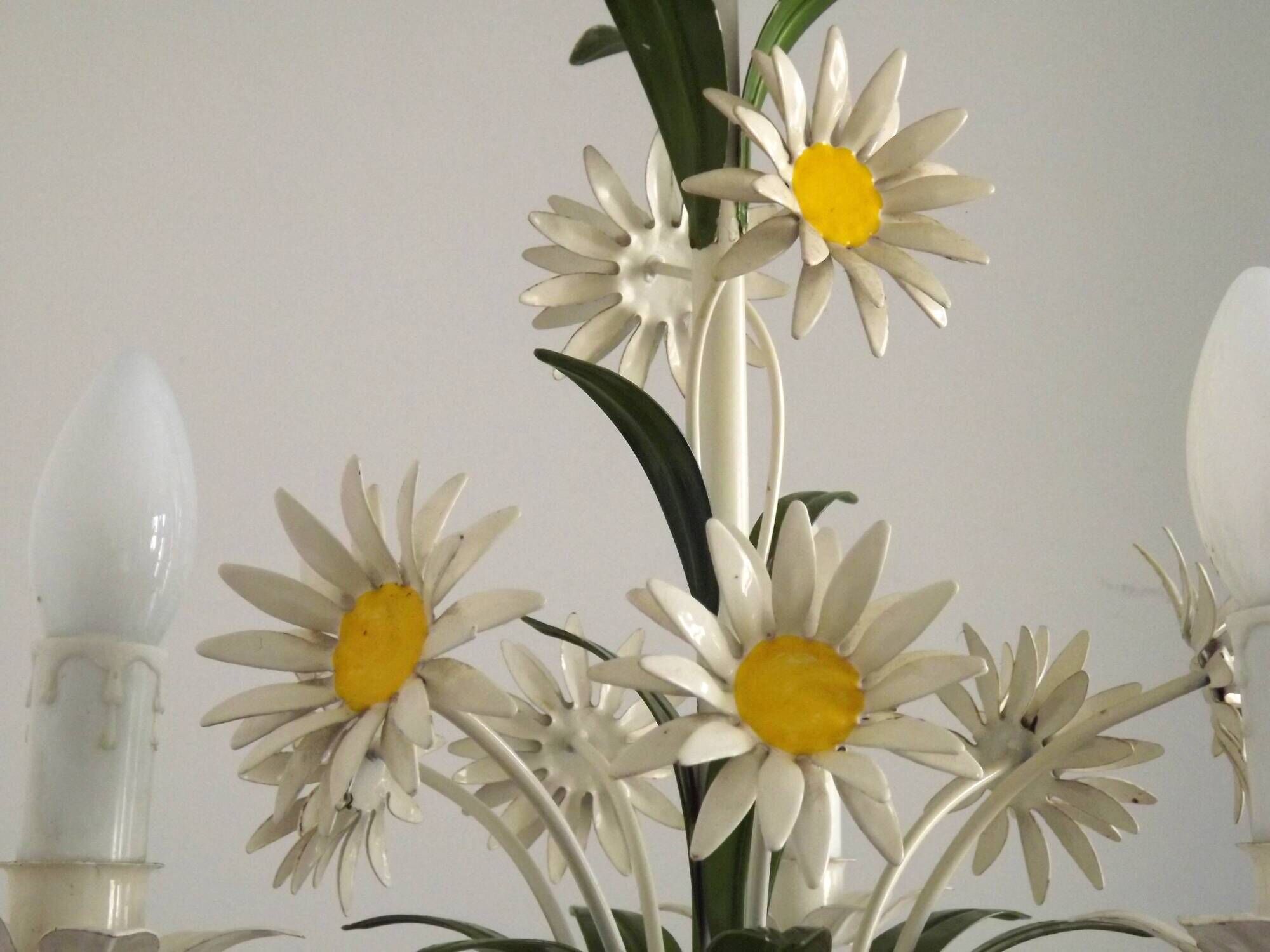 French Vintage Tied Bouquet Style Daisy Flower 3 Light Chandelier