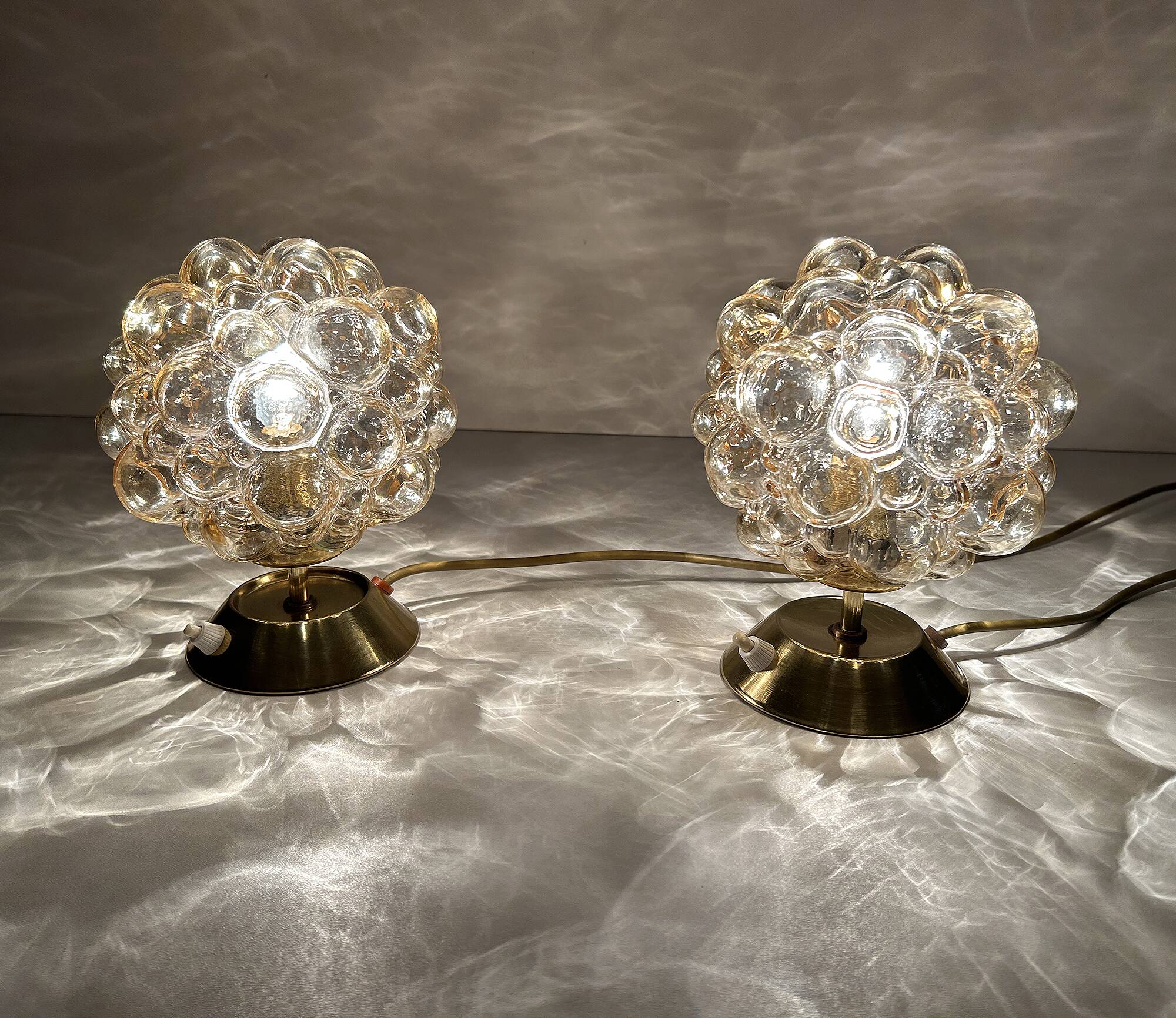 Pair of Limburg Bubble Glass Lamps