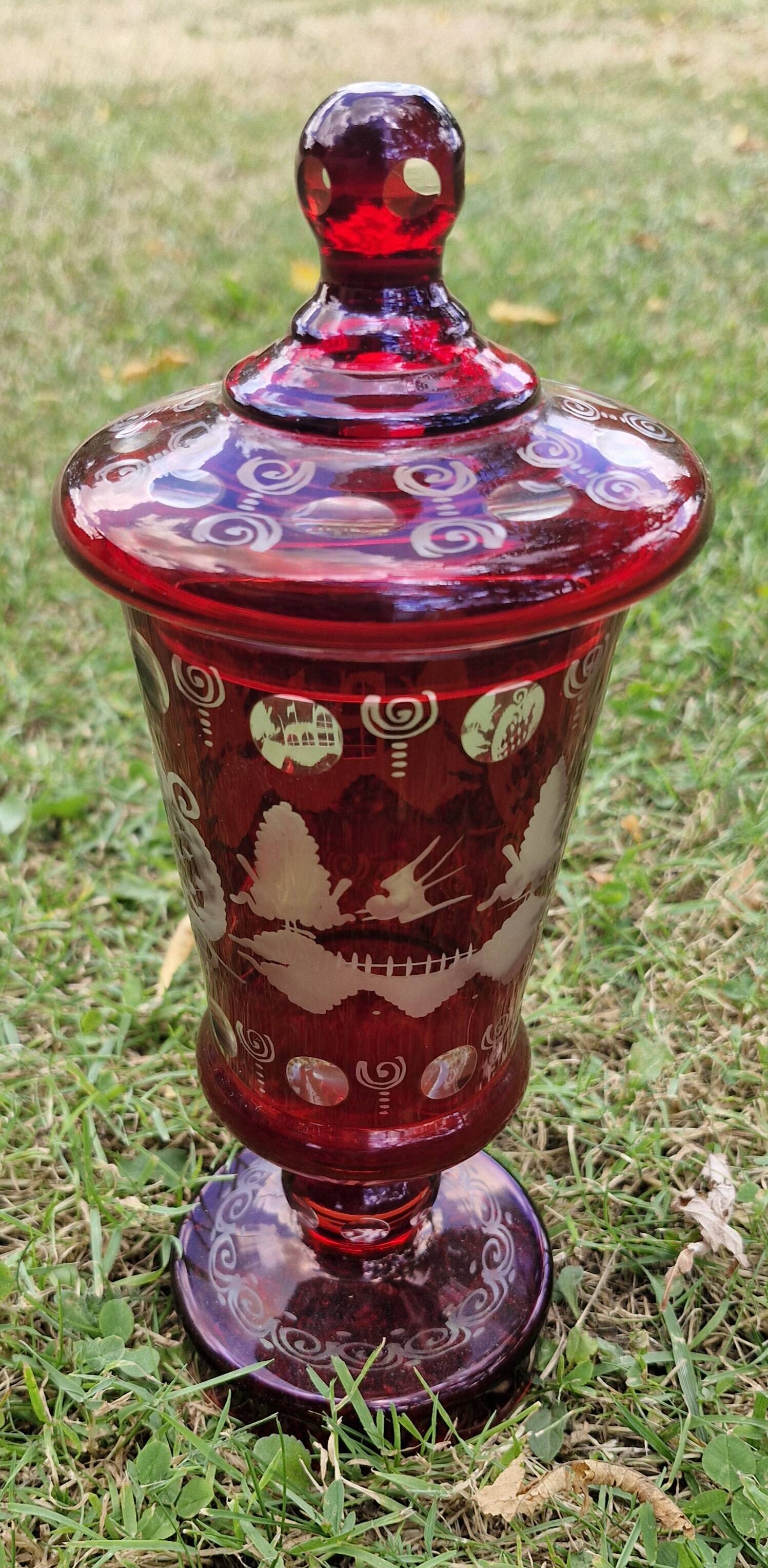 Engraved crystal vase