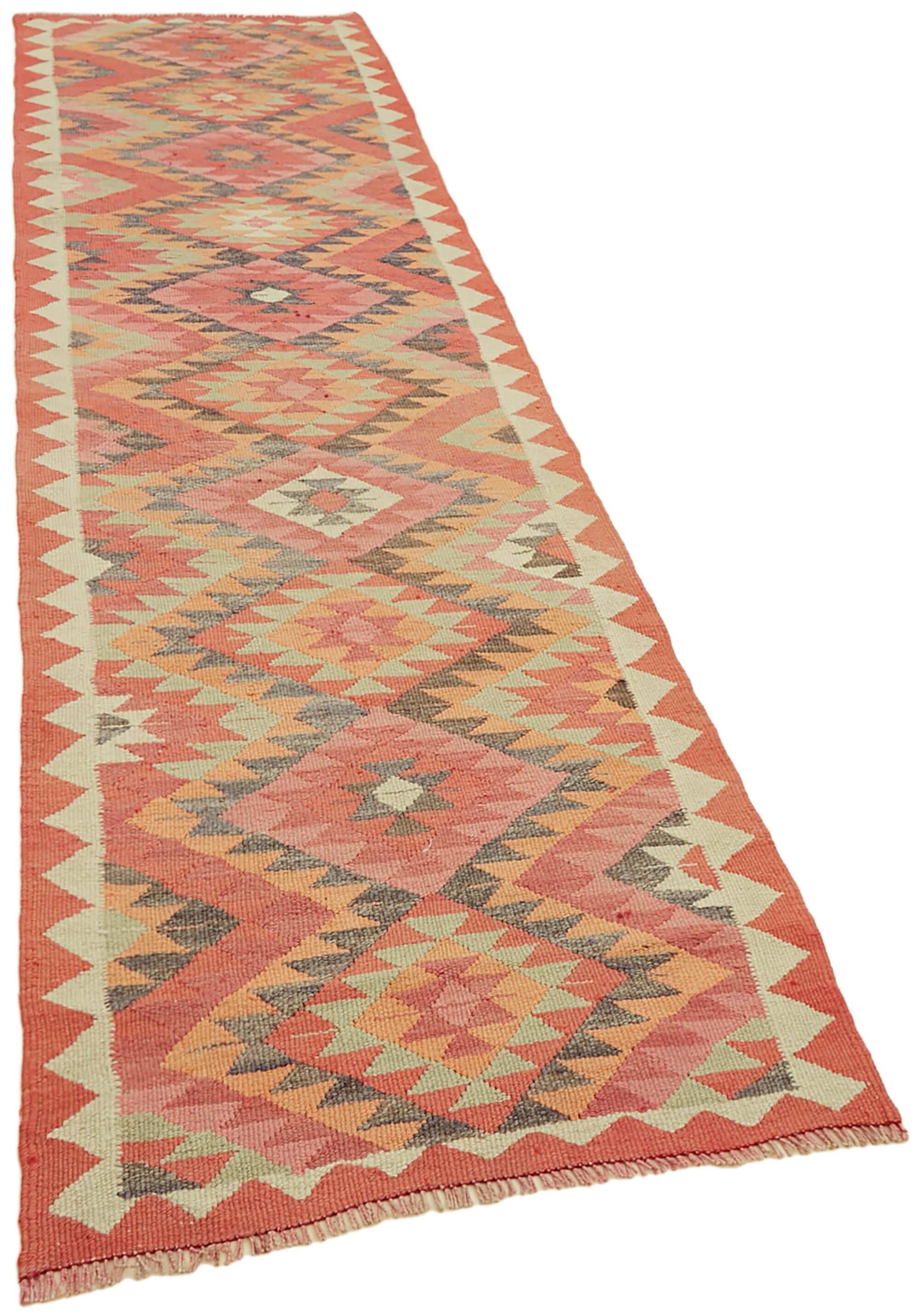 Turkish Handwoven Vintage Herki Kilim 96 cm x 315 cm