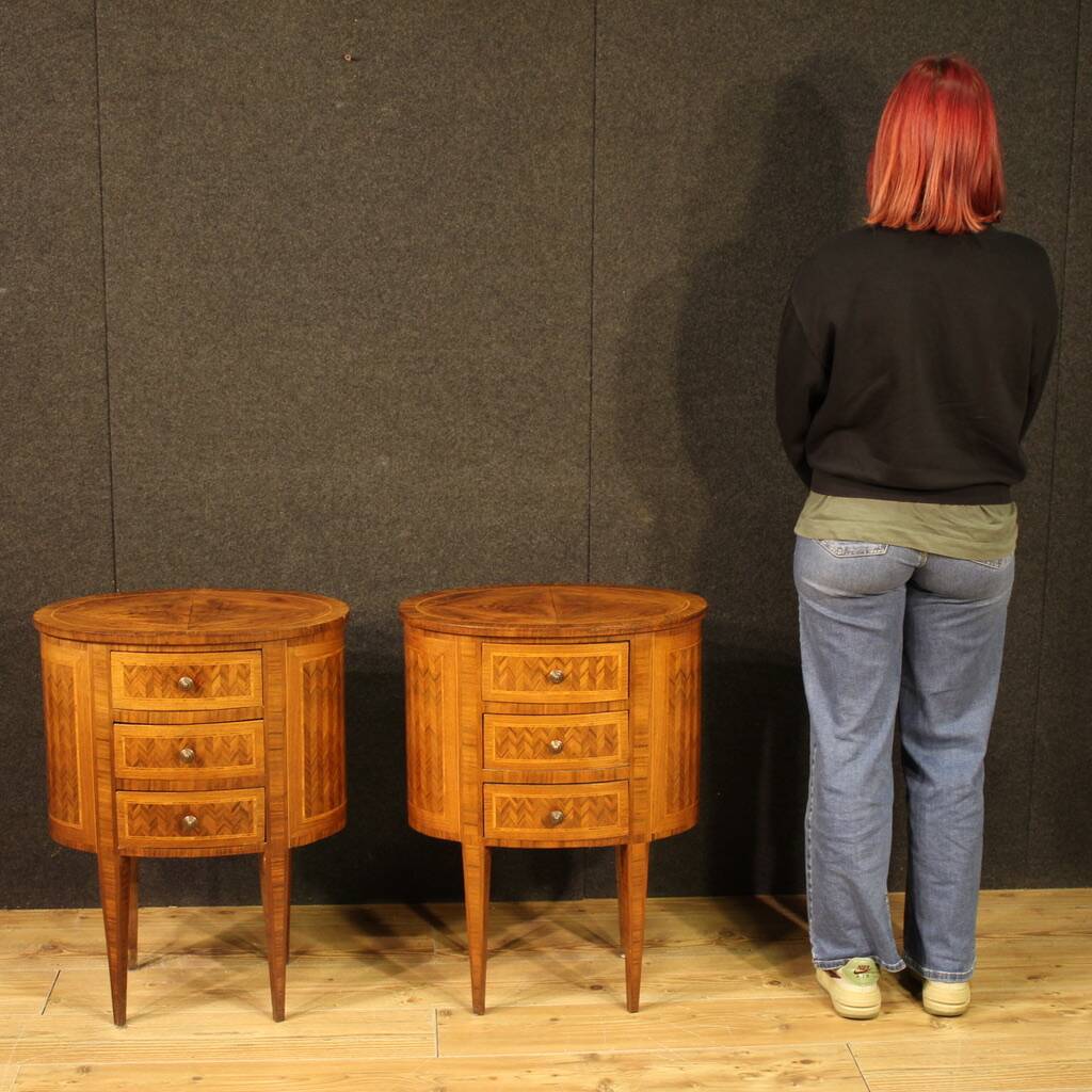 Pair of 20th-century Italian inlaid bedside tables