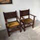 Paire de fauteuils style espagnol bois sculpté 1900