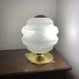 Vintage table lamp from Verrerie de Clichy, speckled glass and brass, years.