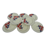 8 hollow earthenware plates H B C M Creil Montereau model roses red diam 22 cm