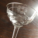 10 liqueur glasses engraved in Vintage crystal