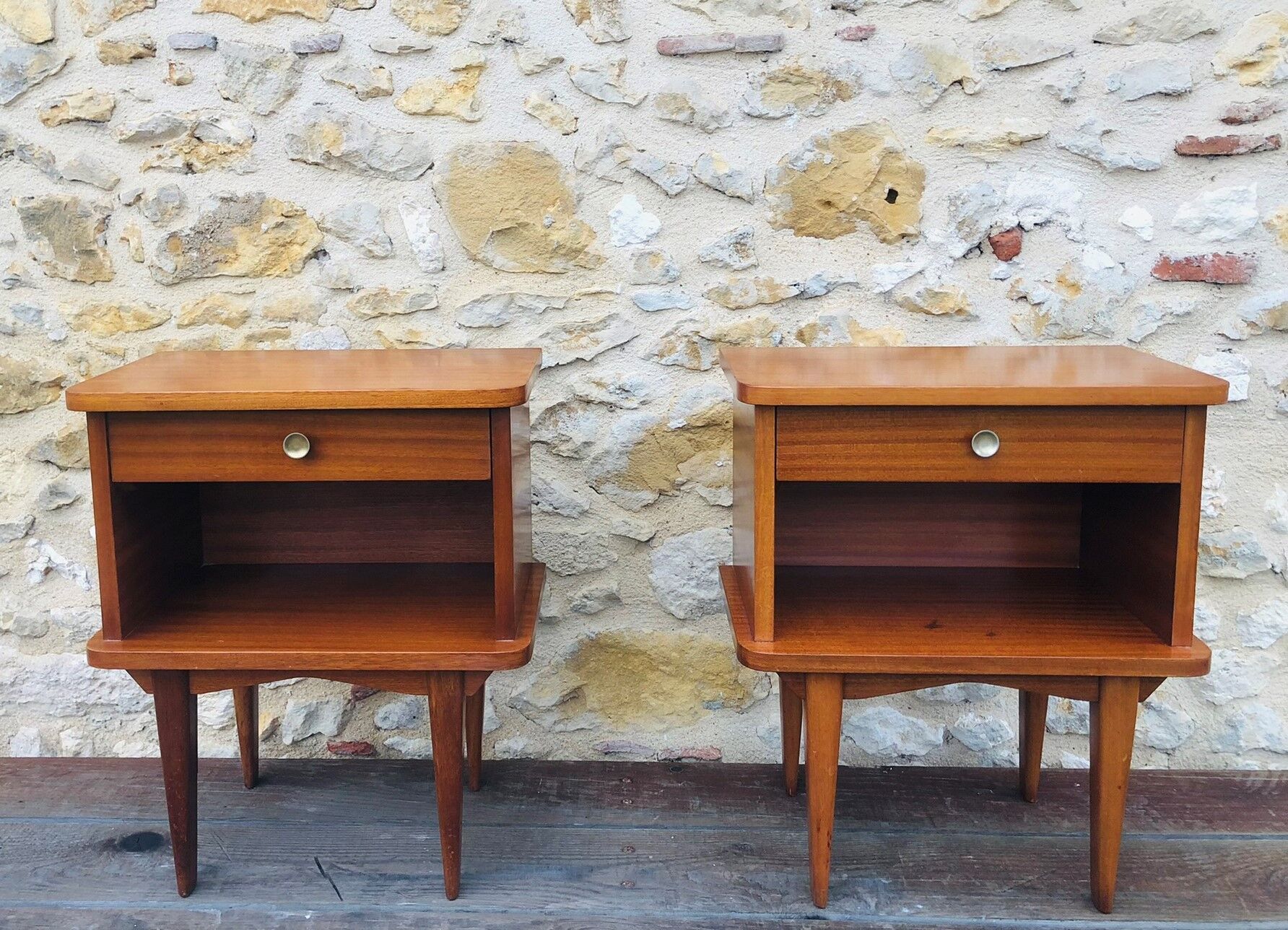 Pair of vintage bedside tables, Scandinavian style 60s